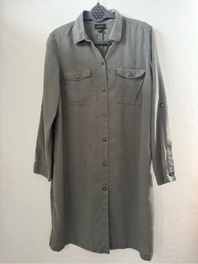 J. Jill Small Shirt Dress Womens Olive Tencel Lyocell Button FrontWearever
